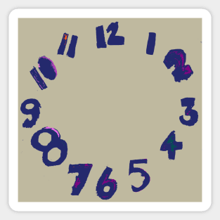 Navy Blue on Taupe Beige clock with numbers, watercolor and digital Sticker